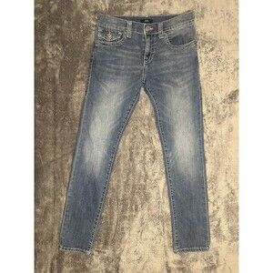True Religion Rocco Relaxed Skinny Jeans Women’s 30 Blue Distressed Flap Pocket
